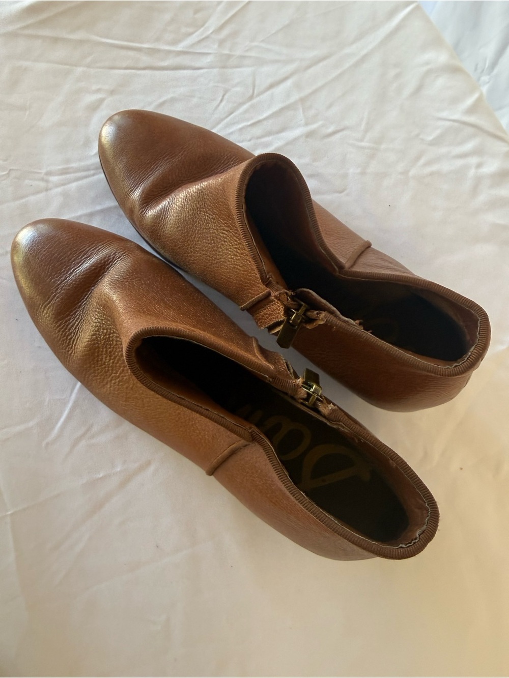 Sam Edelman Petty 7.5 womens ankle boots bootie chestnut leather side zipper - Picture 4 of 4